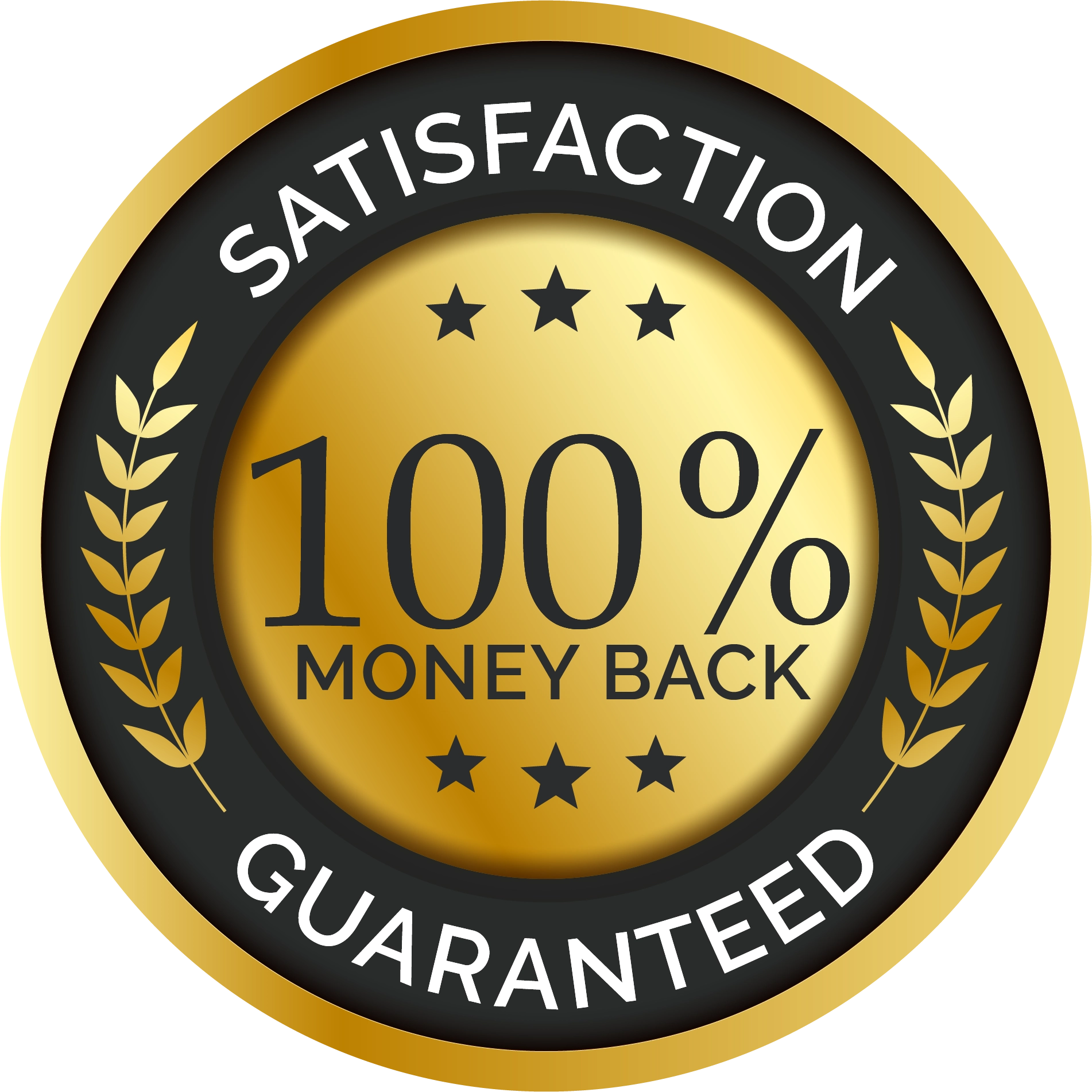 100% money-back satisfaction guarantee badge