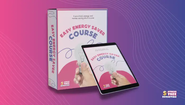 Energy saving course book and tablet display.