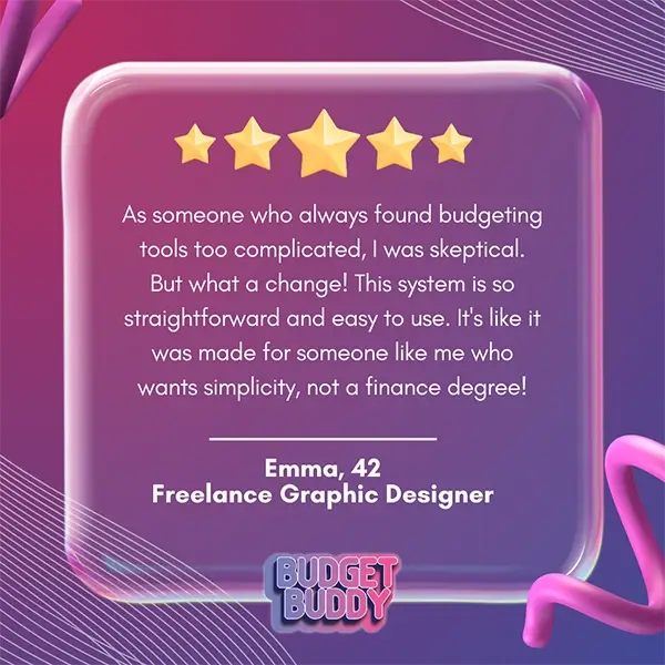 Five-star review for Budget Buddy by freelancer Emma.